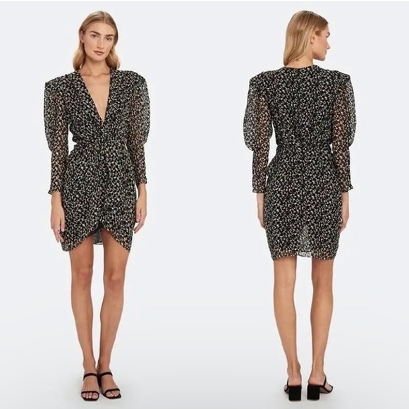 IRO Dresses & Skirts - IRO PARIS Victoria Black/Cream Printed Knee Length Silk Blend Dress size 40eu